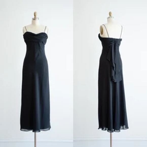 Vintage Betsy and Adam Black Draped Prom Formal Gown Dress Plus Size 22W - Picture 1 of 9
